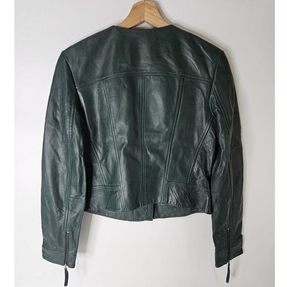 Halogen Womens M 100% Genuine Leather Moto Jacket Biker Buttery Soft Short - Picture 2 of 6